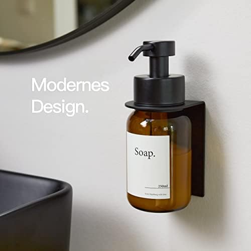 Designfabrik Hamburg | Glas Seifenspender für Bad und Küche | Edelstahl-Pumpspender, modern und elegant | 250ml, Schwarz