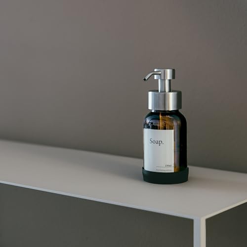 Designfabrik Hamburg | Glas Seifenspender für Bad und Küche | Edelstahl-Pumpspender, modern und elegant | 250ml, Schwarz