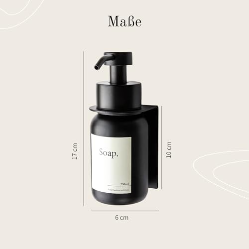 Designfabrik Hamburg | Glas Seifenspender für Bad und Küche | Edelstahl-Pumpspender, modern und elegant | 250ml, Schwarz