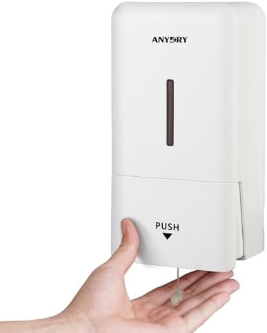 anydry Wandmontierter Manueller Druck-Seifenspender 800 ml, Sichtfenster, einfacher Wechsel, ideal für Haushalt & Gewerb