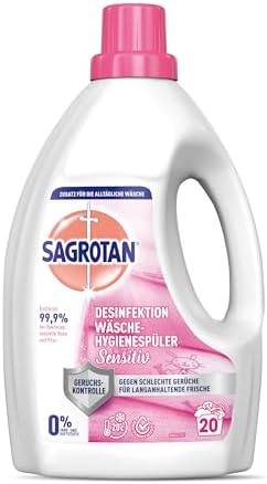 Sagrotan Wäsche-Hygienespüler Sensitiv – Effiziente Desinfektion für frische Wäsche im Vorteilspack (5 x 1,2 l)