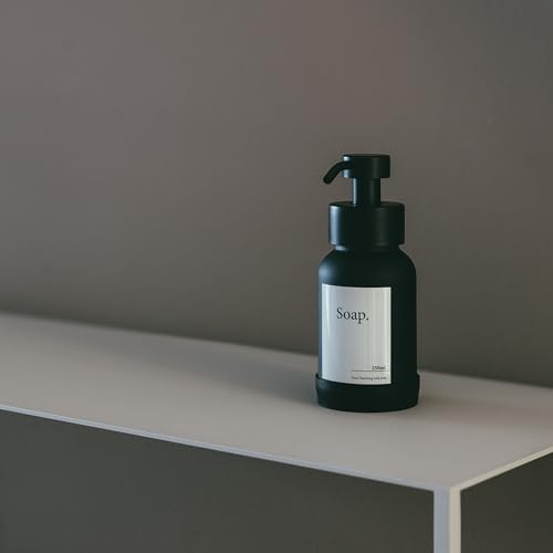 Designfabrik Hamburg | Glas Seifenspender für Bad und Küche | Edelstahl-Pumpspender, modern und elegant | 250ml, Schwarz