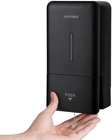 anydry Wandmontierter Manueller Druck-Seifenspender 800 ml, Sichtfenster, einfacher Wechsel, ideal für Haushalt & Gewerb