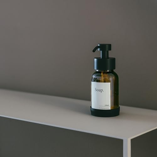 Designfabrik Hamburg | Glas Seifenspender für Bad und Küche | Edelstahl-Pumpspender, modern und elegant | 250ml, Schwarz
