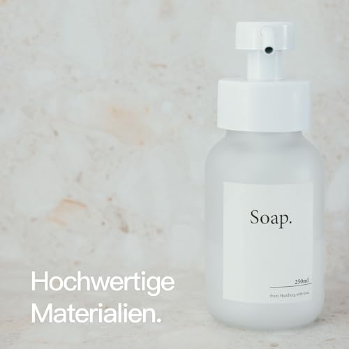 Designfabrik Hamburg | Glas Seifenspender für Bad und Küche | Edelstahl-Pumpspender, modern und elegant | 250ml, Schwarz
