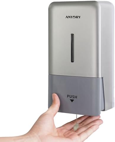 anydry Wandmontierter Manueller Druck-Seifenspender 800 ml, Sichtfenster, einfacher Wechsel, ideal für Haushalt & Gewerb