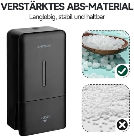 anydry Wandmontierter Manueller Druck-Seifenspender 800 ml, Sichtfenster, einfacher Wechsel, ideal für Haushalt & Gewerb
