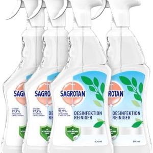 Sagrotan Desinfektionsreiniger – Sanftes Desinfektionsmittel für tägliche Flächenreinigung – 4 x 500 ml Spray