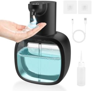 Automatischer Seifenspender Schwarz - 500 ml, berührungslos, USB-C, wasserdicht für Badezimmer
