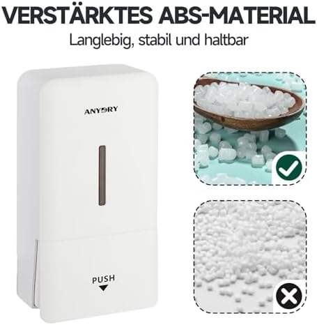 anydry Wandmontierter Manueller Druck-Seifenspender 800 ml, Sichtfenster, einfacher Wechsel, ideal für Haushalt & Gewerb