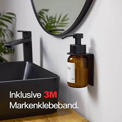 Designfabrik Hamburg | Glas Seifenspender für Bad und Küche | Edelstahl-Pumpspender, modern und elegant | 250ml, Schwarz