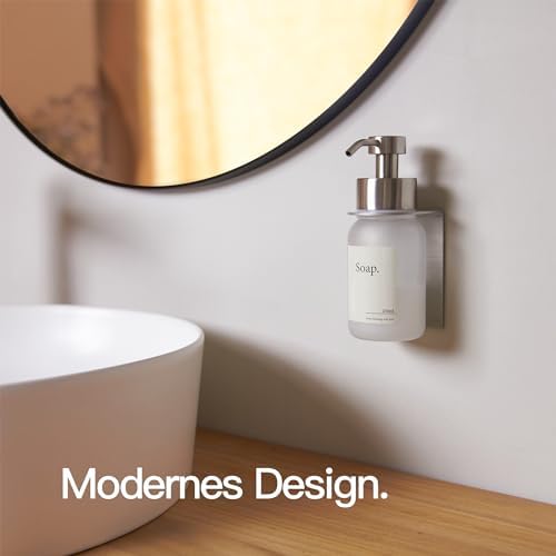 Designfabrik Hamburg | Glas Seifenspender für Bad und Küche | Edelstahl-Pumpspender, modern und elegant | 250ml, Schwarz