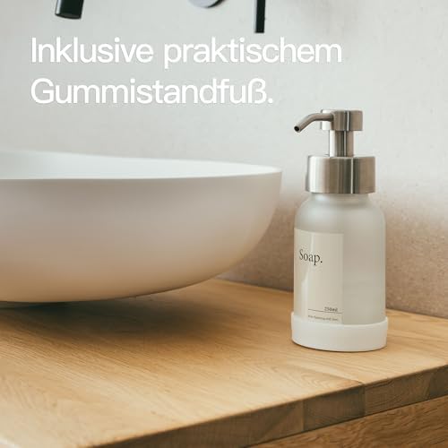 Designfabrik Hamburg | Glas Seifenspender für Bad und Küche | Edelstahl-Pumpspender, modern und elegant | 250ml, Schwarz