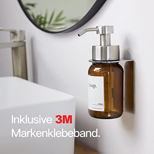 Designfabrik Hamburg | Glas Seifenspender für Bad und Küche | Edelstahl-Pumpspender, modern und elegant | 250ml, Schwarz
