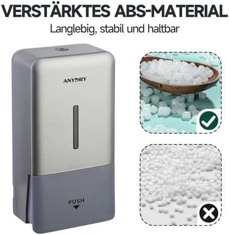anydry Wandmontierter Manueller Druck-Seifenspender 800 ml, Sichtfenster, einfacher Wechsel, ideal für Haushalt & Gewerb