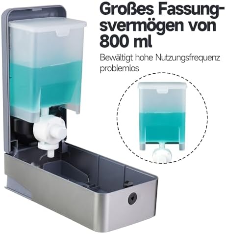 anydry Wandmontierter Manueller Druck-Seifenspender 800 ml, Sichtfenster, einfacher Wechsel, ideal für Haushalt & Gewerb