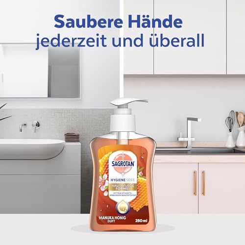 Sagrotan No-Touch Nachfüller Rose und Shea – Sanfte Handseife für den automatischen Seifenspender im Badezimmer – 5 x 25