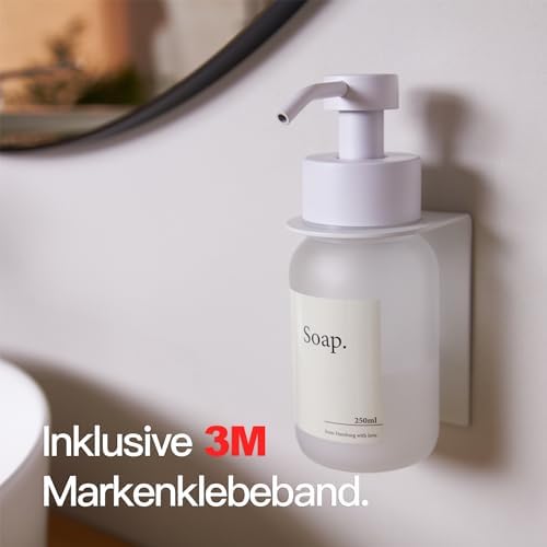 Designfabrik Hamburg | Glas Seifenspender für Bad und Küche | Edelstahl-Pumpspender, modern und elegant | 250ml, Schwarz