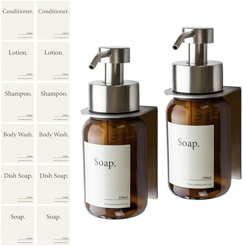 Designfabrik Hamburg | Glas Seifenspender für Bad und Küche | Edelstahl-Pumpspender, modern und elegant | 250ml, Schwarz