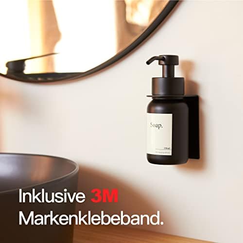 Designfabrik Hamburg | Glas Seifenspender für Bad und Küche | Edelstahl-Pumpspender, modern und elegant | 250ml, Schwarz