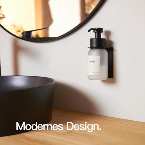 Designfabrik Hamburg | Glas Seifenspender für Bad und Küche | Edelstahl-Pumpspender, modern und elegant | 250ml, Schwarz