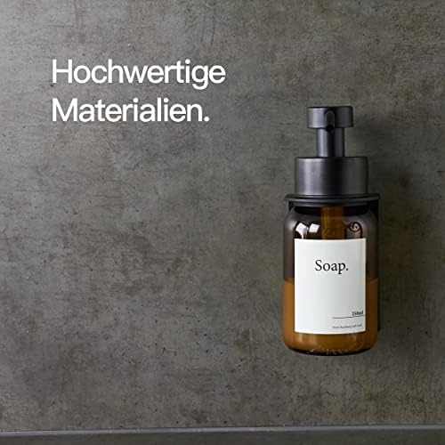 Designfabrik Hamburg | Glas Seifenspender für Bad und Küche | Edelstahl-Pumpspender, modern und elegant | 250ml, Schwarz