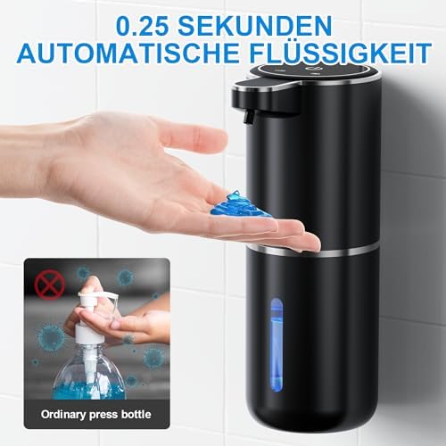 Automatischer Seifenspender von mit Infrarotsensor, 380ml, USB wiederaufladbar, IPX5 wasserdicht für Bad, Küche und Toi