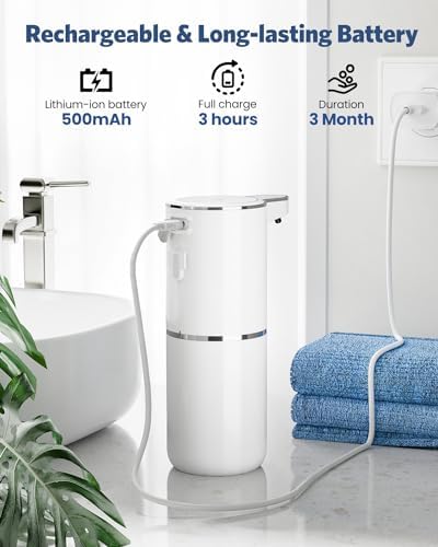 Automatic Seifenspender von Marke - Infrarot Seifenspender 380ml - USB Wiederaufladbar für Küche & Bad