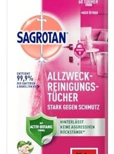 Sagrotan Allzweck-Reinigungstücher mit Blütenfrische & grünem Apfel – Effiziente Reinigung für Ihr Zuhause, 1er Pack (60