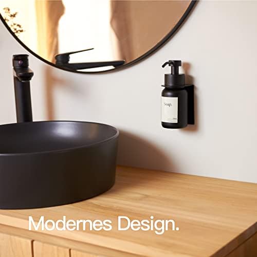 Designfabrik Hamburg | Glas Seifenspender für Bad und Küche | Edelstahl-Pumpspender, modern und elegant | 250ml, Schwarz