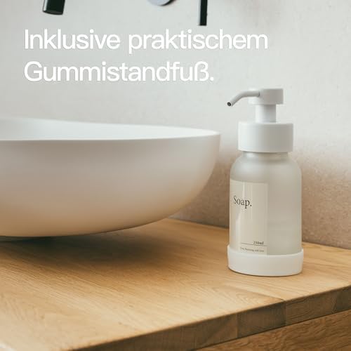 Designfabrik Hamburg | Glas Seifenspender für Bad und Küche | Edelstahl-Pumpspender, modern und elegant | 250ml, Schwarz