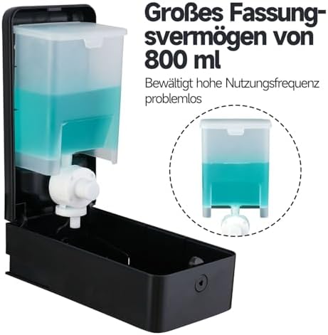 anydry Wandmontierter Manueller Druck-Seifenspender 800 ml, Sichtfenster, einfacher Wechsel, ideal für Haushalt & Gewerb