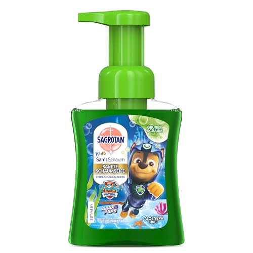 Sagrotan Kids Samt-Schaumseife mit Aloe Vera – Paw Patrol Edition für farbenfrohen Spaß im Bad – 6 x 250 ml