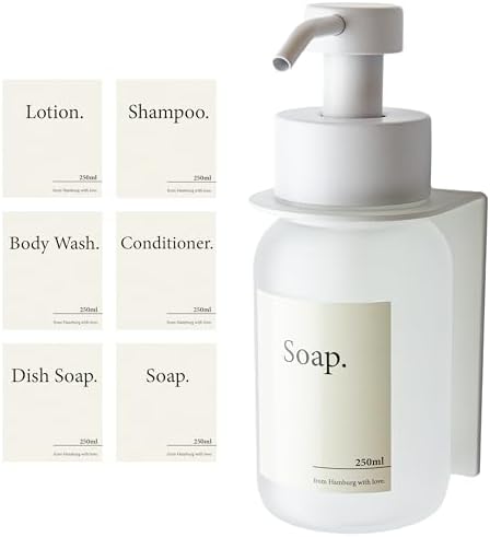 Designfabrik Hamburg | Glas Seifenspender für Bad und Küche | Edelstahl-Pumpspender, modern und elegant | 250ml, Schwarz