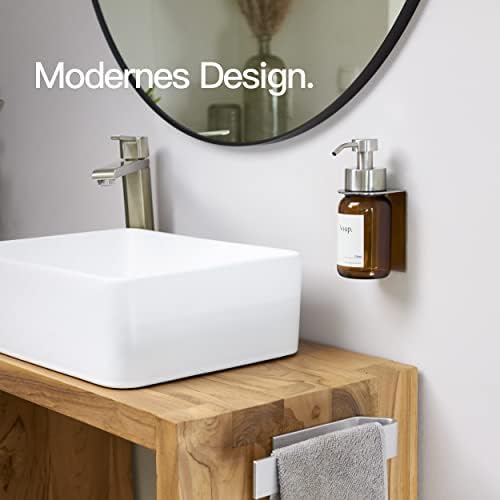 Designfabrik Hamburg | Glas Seifenspender für Bad und Küche | Edelstahl-Pumpspender, modern und elegant | 250ml, Schwarz