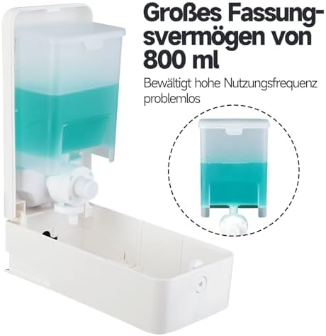 anydry Wandmontierter Manueller Druck-Seifenspender 800 ml, Sichtfenster, einfacher Wechsel, ideal für Haushalt & Gewerb