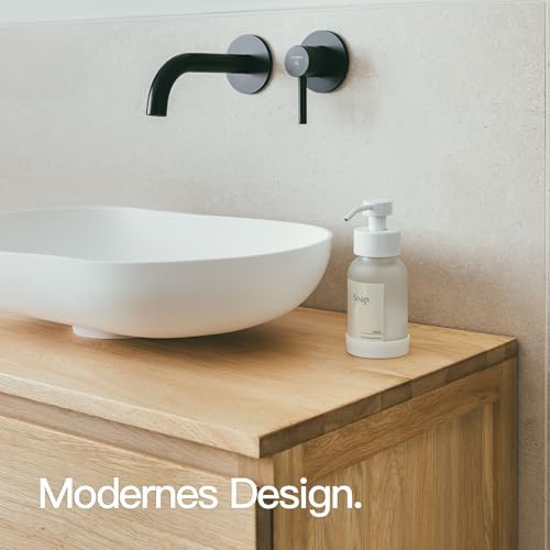 Designfabrik Hamburg | Glas Seifenspender für Bad und Küche | Edelstahl-Pumpspender, modern und elegant | 250ml, Schwarz