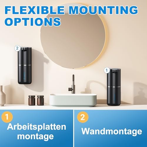 Automatischer Seifenspender von mit Infrarotsensor, 380ml, USB wiederaufladbar, IPX5 wasserdicht für Bad, Küche und Toi