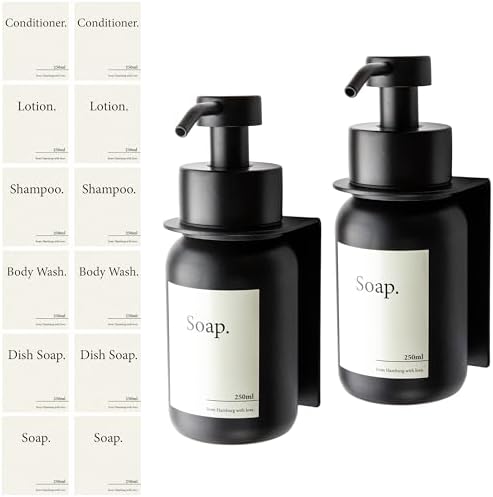 Designfabrik Hamburg | Glas Seifenspender für Bad und Küche | Edelstahl-Pumpspender, modern und elegant | 250ml, Schwarz