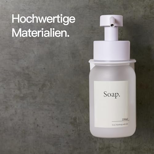 Designfabrik Hamburg | Glas Seifenspender für Bad und Küche | Edelstahl-Pumpspender, modern und elegant | 250ml, Schwarz