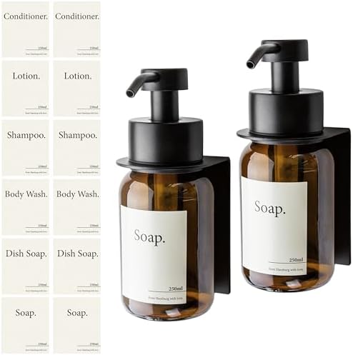 Designfabrik Hamburg | Glas Seifenspender für Bad und Küche | Edelstahl-Pumpspender, modern und elegant | 250ml, Schwarz