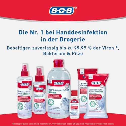 SOS Desinfektionstücher INTENSE – Biologisch abbaubar für Hände & Flächen | 99,99% Schutz gegen Bakterien & Viren | Idea