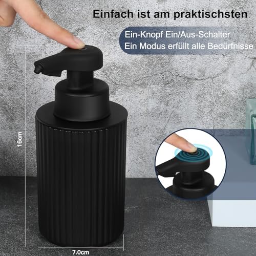 Automatischer Seifenspender Elektrisch mit Sensor - No Touch Seifenspender für Bad, Küche & Büro - USB Schwarz