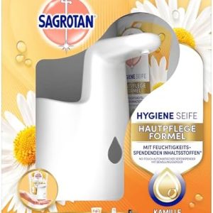 Sagrotan No-Touch Starter-Set – Automatischer Seifenspender mit Kamille für hygienische Reinigung in jedem Bad – 1 x 250