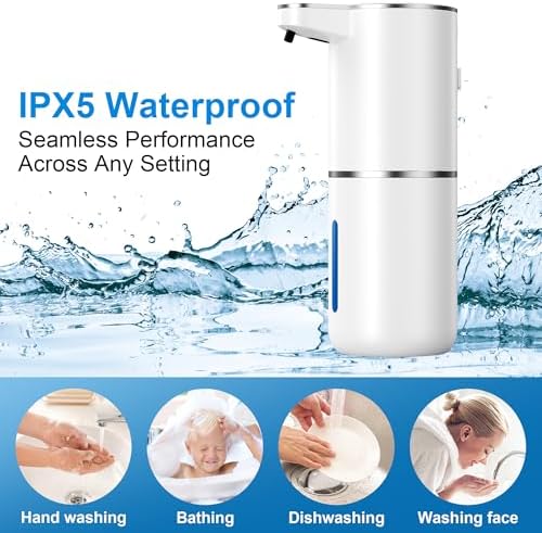 Automatischer Seifenspender von mit Infrarotsensor, 380ml, USB wiederaufladbar, IPX5 wasserdicht für Bad, Küche und Toi