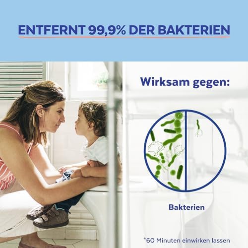 Sagrotan WC-Reiniger Ozeanfrische – 2in1 Reinigungskraft mit Antischmutzfilm für hygienische Frische im Bad – 4 x 750 ml