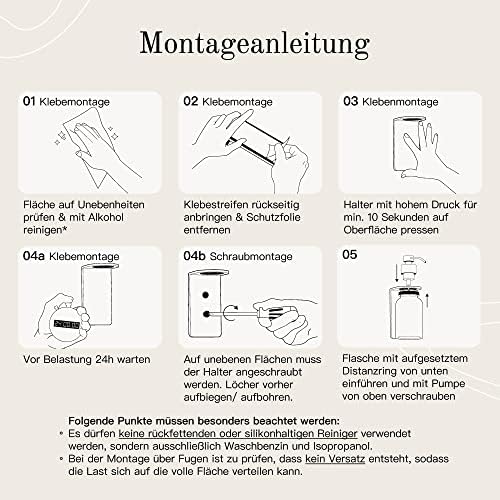 Designfabrik Hamburg | Glas Seifenspender für Bad und Küche | Edelstahl-Pumpspender, modern und elegant | 250ml, Schwarz