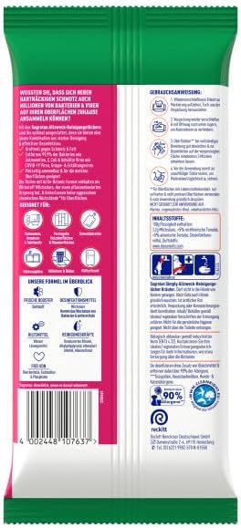 Sagrotan Allzweck-Reinigungstücher mit Blütenfrische & grünem Apfel – Effiziente Reinigung für Ihr Zuhause, 1er Pack (60