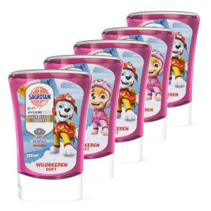 Sagrotan Kids Nachfüller Wildbeeren – Automatische Handseife für den Seifenspender, 5 x 250 ml – Spaßige Hygiene für Kin