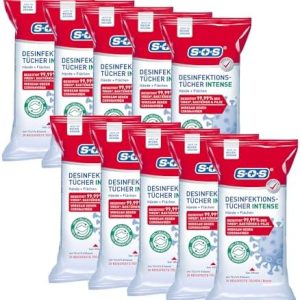 SOS Desinfektionstücher INTENSE – Biologisch abbaubar für Hände & Flächen | 99,99% Schutz gegen Bakterien & Viren | Idea